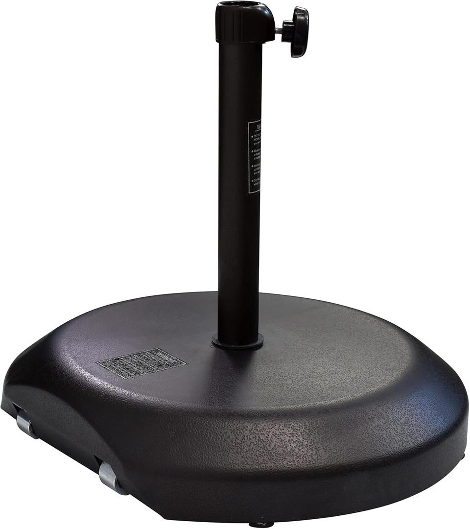 California Umbrella 75 lbs. Round Concrete Weighted Powdercoated Steel Umbrella Base With Wheels, Bronze Frame
