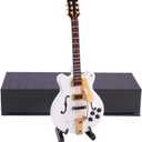 Wooden Miniature Electric Guitar with Stand and Case Mini Musical Instrument Electric Guitar Replica Collectible Figurines Model Home Decoration Display Ornament (5.51"x2.21"x0.39")