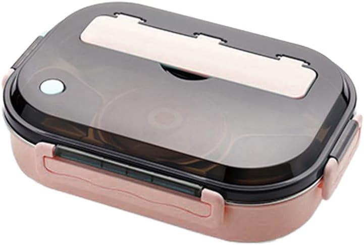 Insulated Lunch Boxes with a separate soup bowl, Stainless Steel Bento Box with Lid, 4‑Grid Portable Box with Spoons, Chopsticks and Lunch Bag, Leakproof Lunchbox Set for Work Travel Camping (Pink, 1.5L)