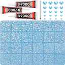 32000Pcs Light Blue Rhinestones for Bedazzling, Resin 2,3,4,5,6mm Mix Sizes Flatback Bedazzler Kit Bulk Gems Diamonds Gemstones Jewels Stones Crystals with B7000 Glue for Crafting Crafts Clothes