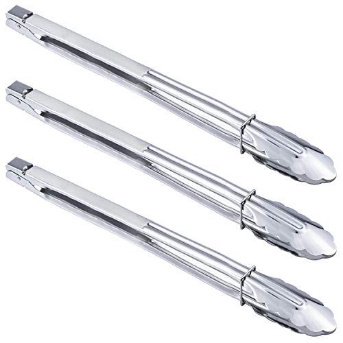 HINMAY Stainless Steel Cooking Grilling Tongs Extra Long Camp Dutch Oven Tongs for Kitchen and Barbecue Charcoal (16-Inch 3 Pieces)