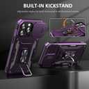 Case for iPhone 15 Pro Max iPhone Case iPhone 15 Pro Max Phone Case with Camera Lens Cover, with Ring Holder Kickstand, fit Magnetic Car Mount, for iPhone 15 Pro Max (Purple)