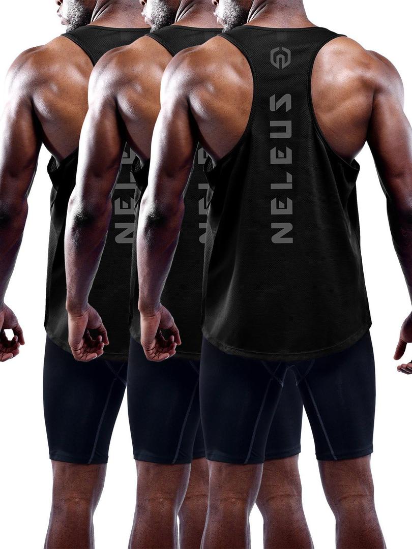 NELEUS Men's 3 Pack Dry Fit Y-Back Muscle Tank Workout Gym Shirt 3XL