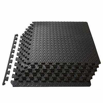ProSource fs-1908-pzzl Puzzle Exercise Mat EVA Foam Interlocking Tiles (Black, 24 Square Feet) 3 Pieces