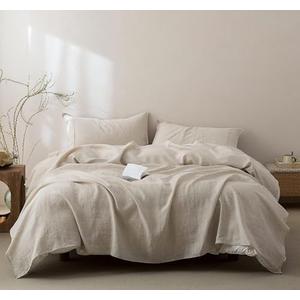 Talasily 100% French Pure Linen Sheets Set Queen Size,Oeko-TEX Certified Bedding, All-Season Breathable for Hot Sleepers,16 Inch Deep Pocket Machine Washable 4-Piece (Natural Linen)