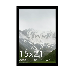 QOTIB 15x21 Picture Frame Black for Wall Mounting, Horizontal and Vertical Formats for Wall Hanging, Wood 15x21 Frame, Black, 1 Pack