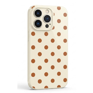 cream and brown polka dot case, iPhone 14 Pro Max
