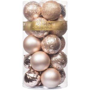 KI Store Rose Gold Christmas Balls 20pcs 3.15-Inch Large Christmas Tree Decoration Ornaments for Xmas Tree Holiday Wreath Garland Decor Ornaments Hooks Included