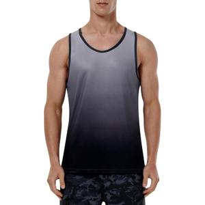 EZRUN Men's Quick Dry Sport Tank Top for Bodybuilding Gym Athletic Jogging Running,Fitness Training Workout Sleeveless Shirts (3X-Large, Grey Gradient)