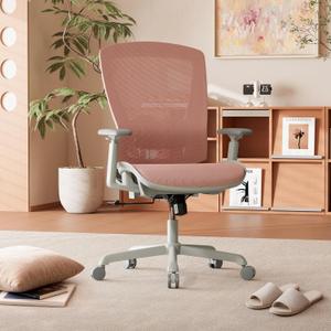 ELABEST Mesh Office Chair,Ergonomic Computer Desk Chair,Sturdy Task Chair- Adjustable Lumbar Support & Armrests,Tilt Function,Comfort Wide Seat, Swivel Home Office Chair (Pink)