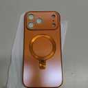 TOBOVON Magnetic for iPhone 17 Pro Max Case with Ring Stand, Fits MagSafe, with Built-in Camera Lens Protector, Slim Electroplated Shockproof Phone Cover, Orange