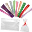 FOMIYES 100pcs Clear Treat Bags with Bow Ties Reusable Transparent Candy Snack and Dessert Packaging for Party Favors
