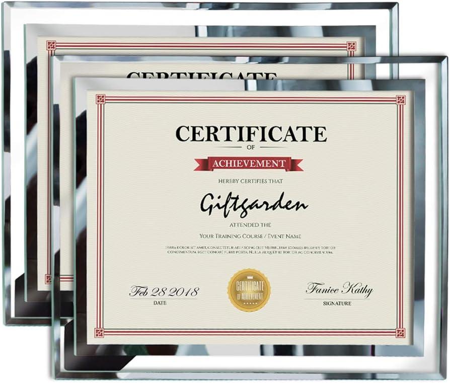 Giftgarden 8.5x11 Glass Frame Set of 2, Clear 8.5 x 11 Picture Frames for Certificate Document Award Tabletop Display
