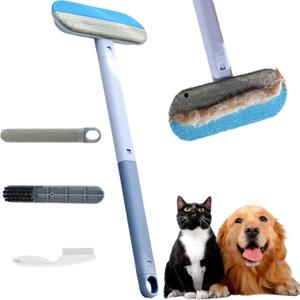 18cm Multi-Surface Pet Hair Remover for Car Seats & Furniture | Washable Adhesive Roller + Free Grooming Brush | Eco-Friendly Pet Hair Tool (Clothes/Carpet/Leather)
