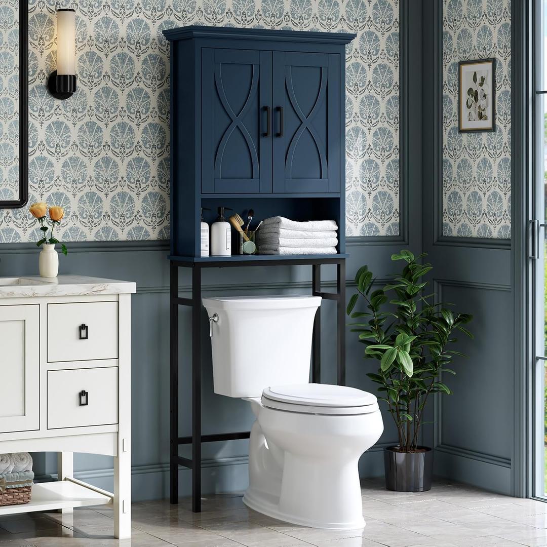 Over The Toilet Storage Cabinet, Over Toilet Storage with Door Above The Toilet Cabinet Freestanding Space Saver Behind Toilet Bathroom Organizer Over Toilet Bathroom Organizer, Ultramarine