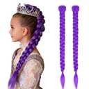 26-inch Long Purple Braided Ponytail WigStunning for Parties and Cosplay Looks! Made with soft fibers and delicate braids for comfortable wear (2PCS)