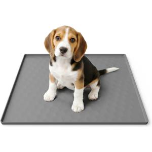 Pee Pad Holder for Dogs, 23.4 x 23.4 Inch Silicone Potty Tray, Non-Slip Top Surface, Prevents Pad Shifting, Leak-Proof Design, Easy to Clean, Fits Regular Pee Pads, Portable & Durable, Gray