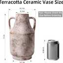 Ceramic Flower Vase with Handles, 11 in Tall Rustic Farmhouse Pottery Vases Decorative Large Vases for Living Room Entryway Kitchen Table Centerpieces Home Decor,Neutral