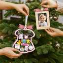 2 x Baby's First Christmas Ornament 2025 Girl, DIY Wooden Onesie Shaker with Pen, Picture Frame Car Visor Clip, Baby Shower Card, Newborn Gift for New Parents, Baby Girl Keepsake, 1st Xmas Decor HH804