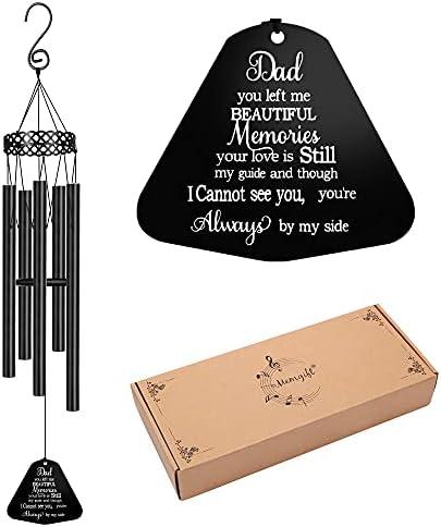2 Pack Memorial Wind Chimes for Loss of Father Sympathy Gifts Loss of Dad Papa Remembrance Large Angel Windchimes Outside Indoor Garden Home Déco