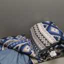 Dinjoy Navy Boho Comforter Set Queen Size,7 Pieces Bed in a Bag Queen Dark Blue Aztec Bedding with Sheets Bohemian Geometric Striped Complete Set for Fall Winter 90"x90"