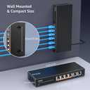 10Gb Ethernet Switch Unmanaged with 2 x 10Gbe RJ45 Ports, 4 x 2.5G Base-T Ports, Plug and Play, VLAN, Wall Mount, YuanLey 6-Port 10 Gigabit Network Switch with Metal Case Fanless