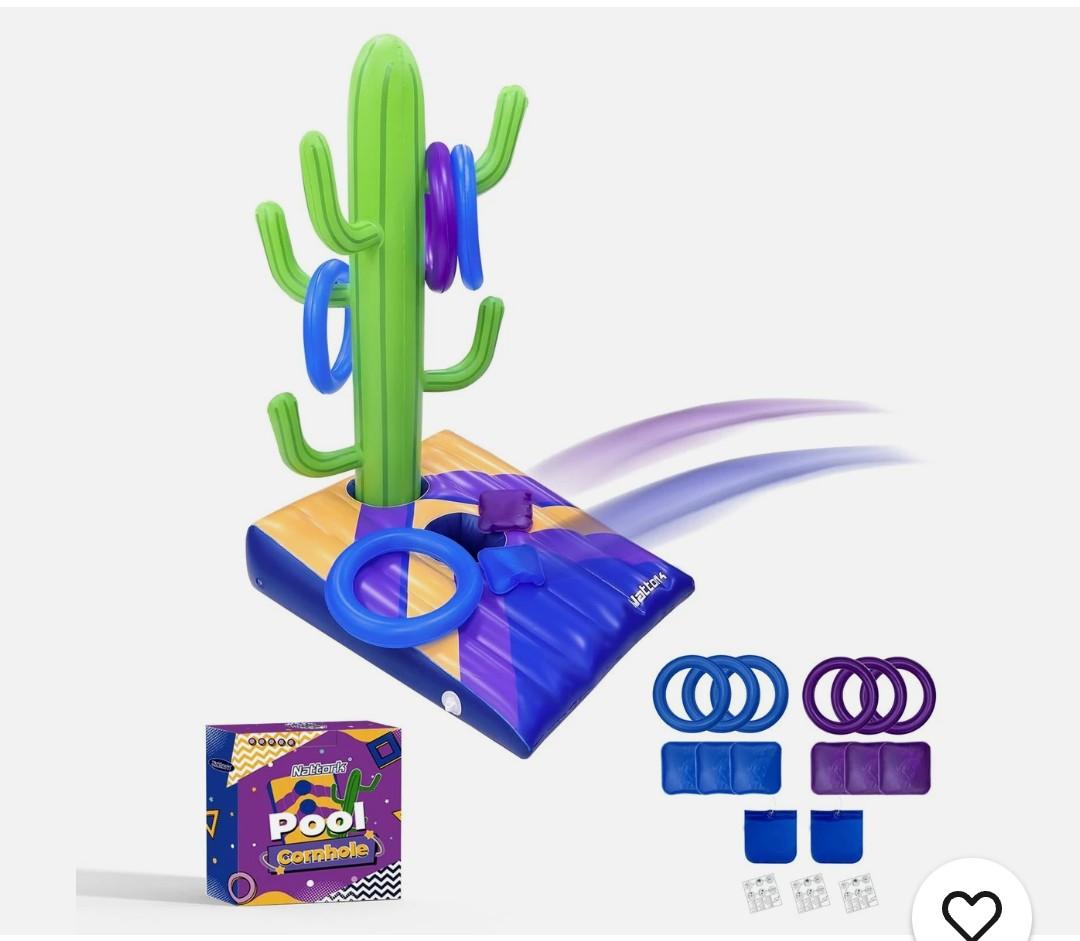 Pool Games- Pool Cornhole & Ring Toss Games 2in1 for Adult and Family- 6 Bean