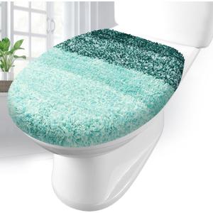 Arotive Soft Microfiber Bathroom Toilet Lid Cover, Machine Washable Seat Covers, 17.5 x 15, Stays in Place Rubber Backing, Fits Most Round, Elongated and Oblong Lids, Accessories Decor, Dark Green