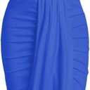 ZAFUL Women's Casual Sleeveless Summer Two Piece Outfits Crop Top and Side Split Draped Ruched Maxi Skirt Set Solid Suiting (Medium, B-mix Blue)