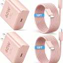 60W USB C Super Fast Charger Type C Android Phone Charger Fast Charging Block with 10ft USB-C to USB-C Cord Compatible with Samsung Galaxy S26 Ultra/S26/S26+/S25/S25 Ultra/S25+/S24, MacBook, iPad,pink