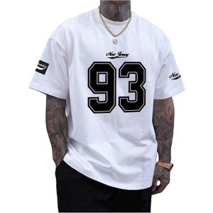 Verdusa Men's Jersey Shirt Letter Print Short Sleeve Round Neck Athletic Tee Tops (XXL)