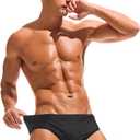 Men Swimwear Swimming Briefs Bikini Boxer Trunks Swimsuits Bathing Suits (Medium, Black)