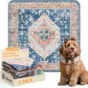 Lahome Super Absorbent & Leakproof Washable Dog Pee Pads - 2 Pack Value Set - Waterproof, Non-Slip Reusable Pads for Puppy Training, Crates & Whelping (24"x24", Beige Blue)