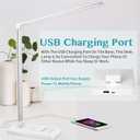 LED Desk Lamp with Wireless Charger, USB Charging Port, Dimmable Eye-Caring Desk Light with 5 Brightness Levels & 5 Lighting Modes, Touch Control, Auto Timer (White)