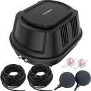 Pond Aerators for Outdoor Koi Ponds, Air Pump for Pond up to 1800 Gallons, All-in-One Flow Adjustable Pond Aeration Kit Pond Deicer with Double Outlet Airline Tubing Air Stones Check Valves