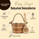 Sauna Bucket and Ladle Set Handcrafted from Canadian Red Cedar Wood 1 Gallon (4Liters) Water Capacity Leakproof Liner Natural Rope Handle - Luxury Sauna Accessories Set