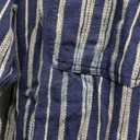 Men's Button-Down Shirt Spring Fall Retro Casual Loose Fit Striped Cotton Office Long Sleeve Top, L