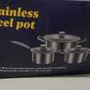 Stainless Steel pots and pans set, 6 Piece Nonstick Induction Kitchen Cookware Set, Works with Induction/Electric and Gas Cooktops, Nonstick, Oven Safe, Camping Cookware