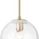 ALICE HOUSE 8-inch Modern Pendant Light for Kitchen Island, Brushed Brass Finish, Crack Glass Farmhouse Hanging Light Fixtures for Bathoom, Entryway and Hallway AL4601-P1