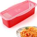 Microwave Pasta Cooker with Strainer Lid- Quickly Spaghetti Cooker- No Sticking or Waiting For Boil- Perfect Make Pasta Every Time- For Dorm, Kitchen or Office, Red (2.5 Quarts)