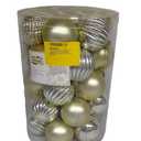 Sibosen Christmas Ball Ornaments, 34 Count Pre-Strung Xmas Balls, Shatterproof Barrel Packed Balls for Holiday Party Wreath Tabletop Tree Decorations, 3.15 Inch, Ivory