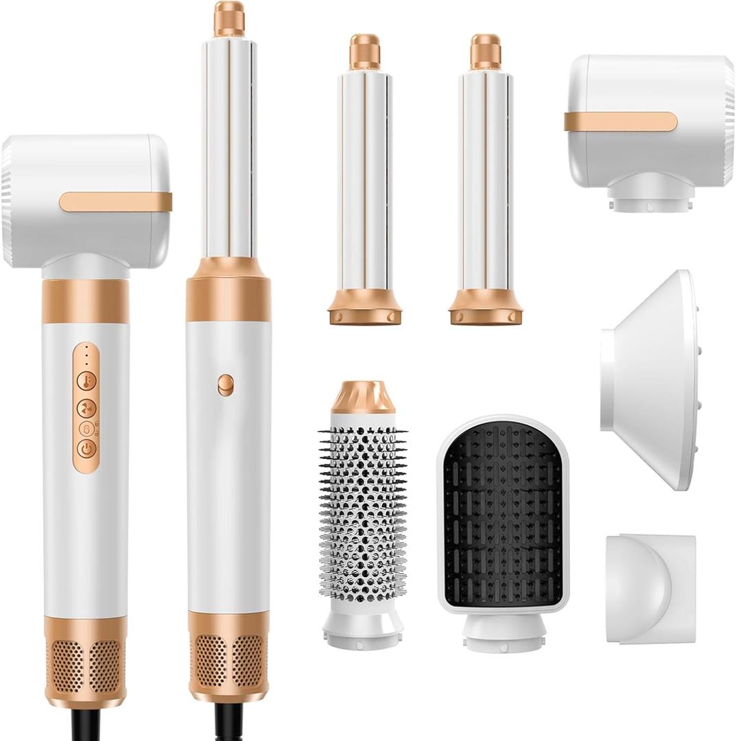7 in One Blow Dryer Brush, Negative Ion Hair Dryer Brush Set Upgrade Hot Air Brush Air Styler Curling Wrap Air Curler, Curling Iron Hair Styling Tools As A Gift for Straight/Curl/Drying/Smoothing
