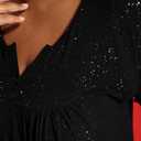 RITERA Plus Size Long Sleeve Tunic Tops for Women Henley V Neck T-Shirt V Neck Casual Blouses Fall Winter Halloween Christmas (Black, XL)