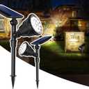 JSOT Solar Spot Lights Outdoor, 600LM Outdoor Spotlight Waterproof Landscape Lighting, Solar Garden Decor Lamp Wall Light for Yard Pathway Path Driveway Pool Backyard Decorative (Cool White 2 Pack)