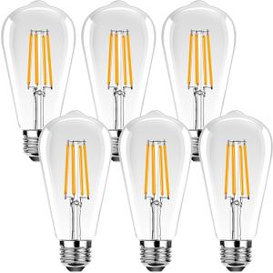 ST19 Vintage LED Edison Bulbs,25W Equivalent Outdoor LED Light Bulbs,Antique LED Filament Bulb E26 Base,2.5W Warm White 2200K,250LM,Non-Dimmable,Clear Glass,6 Pack