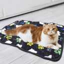 Rezutan Small Dog Blankets 1 Pack for Pet Cat Soft Fuzzy Washable Puppy Blankets, Reversible Elephant & Paw Print Suitable for Dog Kennels & Beds, Sofas Gifts Puppy Essentials, 24x20 inch (Grey/Blue/Yellow)