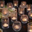 30 Pcs Assorted Clear Votive Candle Holders, Wedding Centerpieces Table Decorations, Glass Tea Lights Candle Holder for Party Decorations, Vintage Boho Candle Holders Bulk for Wedding Receptions