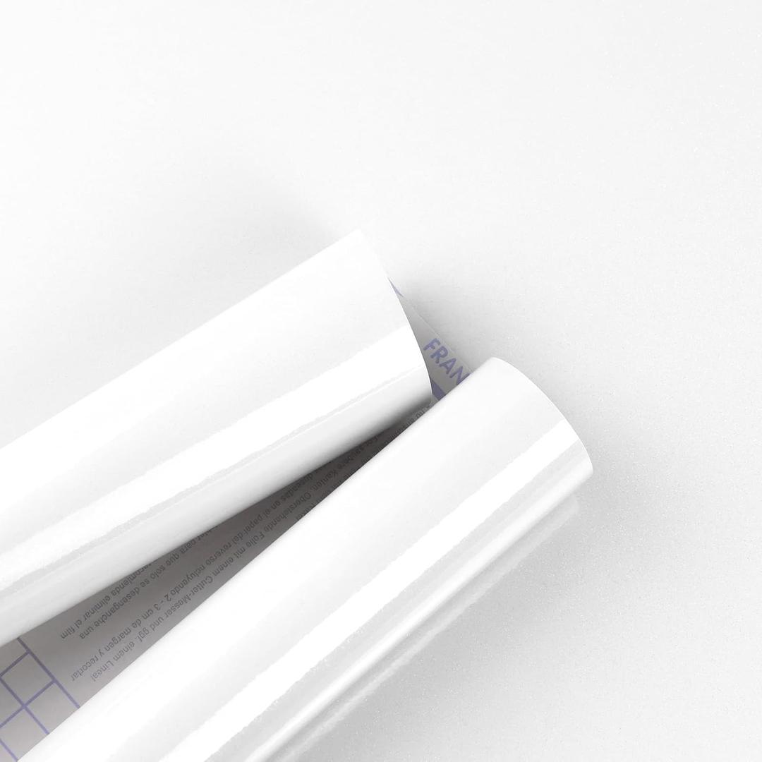 Amiya White Glossy Contact Paper Shiny Peel and Stick Wallpaper Self-Adhesive for Countertops, Furniture, Cabinets, Waterproof, Removable, Easy to Apply, Decorative Vinyl Wrap  15.7X78.7