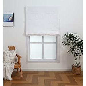 Everyday Celebration Linen Blend Cordless Roman Blinds – Light Filtering Pull Down Window Treatment for Home, Indoor Shades & Blinds (22x64 White)
