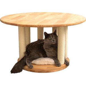Modern Round Coffee Table  Oakwood Center Table for Living Room  Small-Space Friendly  Ideal for Cats and Kittens  Perfect for Apartment, Studio, or Sala